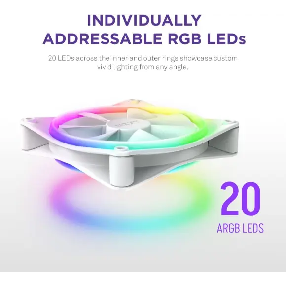 NZXT F140 RGB Duo 140mm Dual-Sided RGB Fan – White - PakByte Computers