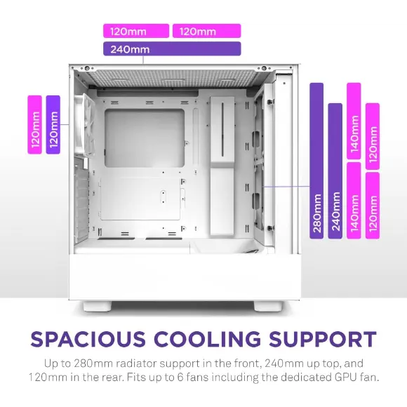 NZXT H5 Elite ATX Mid Tower PC Gaming Case - White (CC-H51EW-01) - PakByte Computers