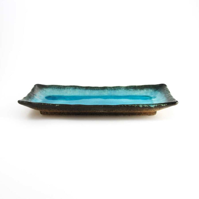 Kiji Stoneware & Ceramics Oblong Turquoise Platter Tableware Japanese Tableware Japanese Food