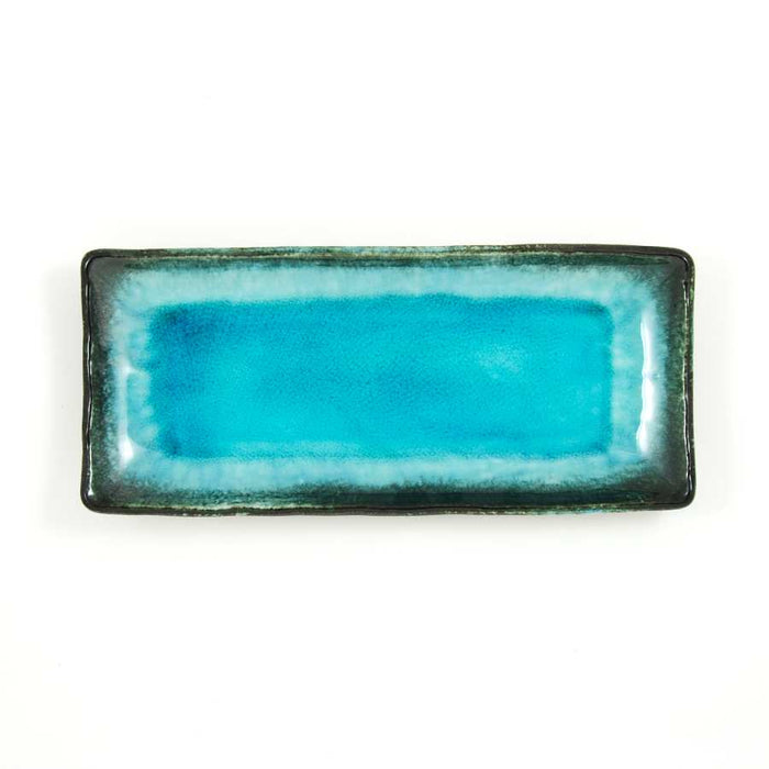Kiji Stoneware & Ceramics Oblong Turquoise Platter Tableware Japanese Tableware Japanese Food