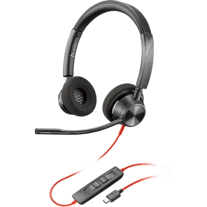 Plantronics Poly Blackwire C3320 Stereo Microsoft Teams Certified USB-C Headset +USB-C/A Adapter