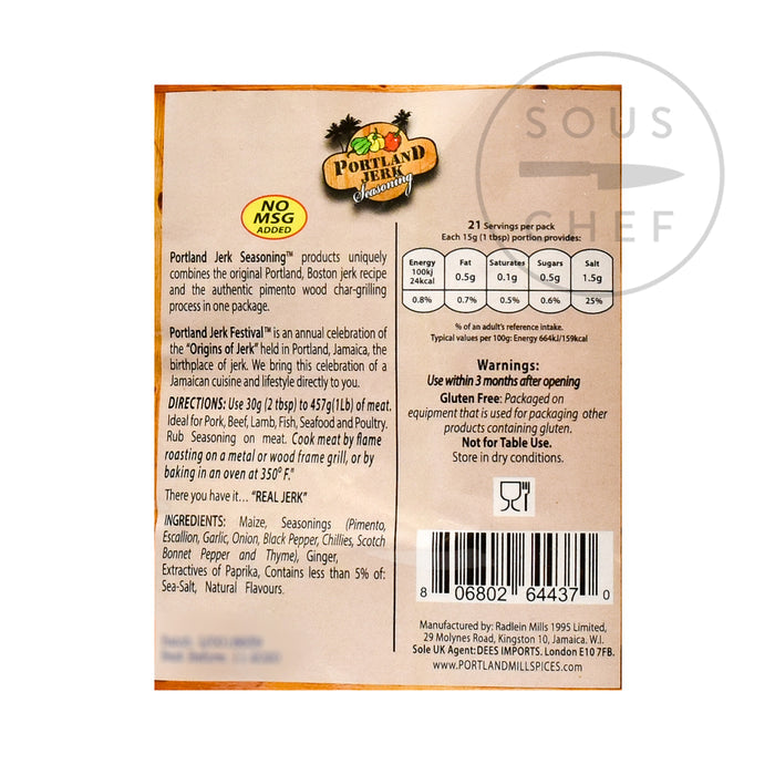 Portland Jerk Seasoning 320g nutritional information ingredients