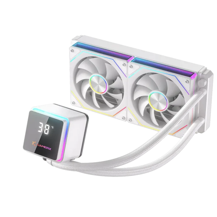 Power Train M240 240mm ARGB AIO Liquid CPU Cooler with LCD Display - White
