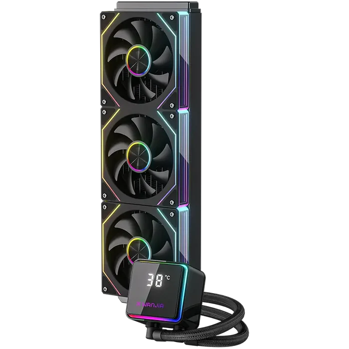 Power Train M360 360mm ARGB AIO Liquid CPU Cooler with LCD Display - Black