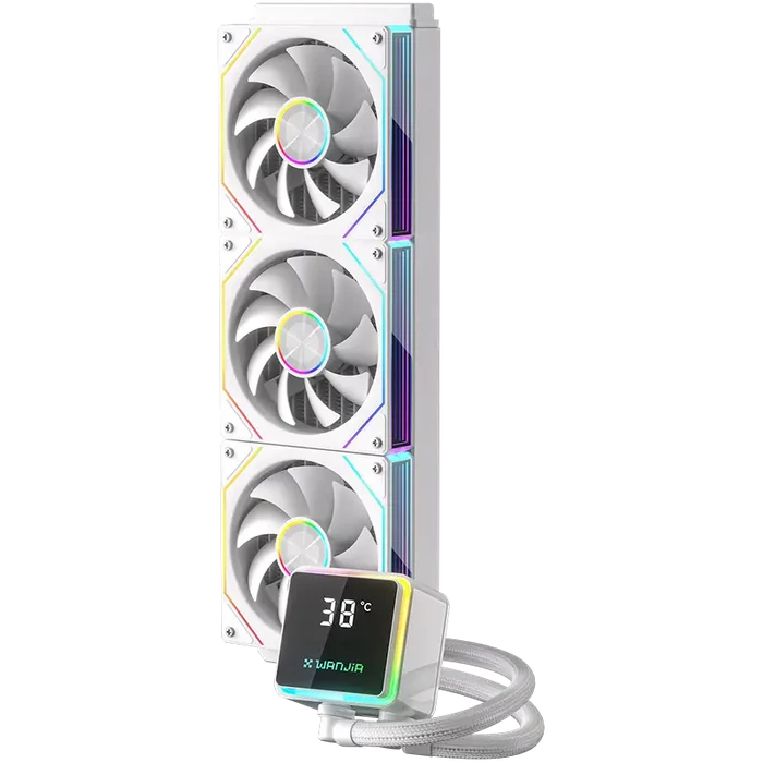 Power Train M360 360mm ARGB AIO Liquid CPU Cooler with LCD Display - White