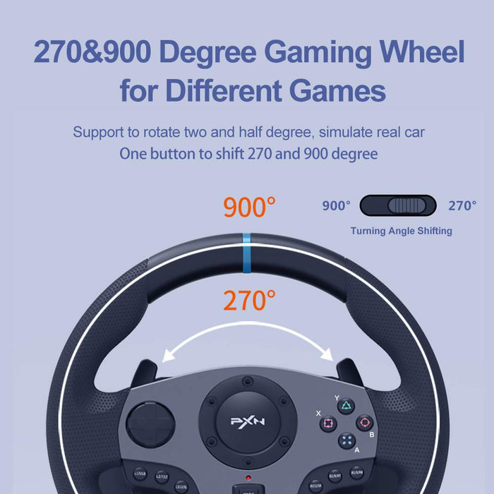 PXN V9 Universal USB Sim Racing Wheel with 3 Pedals and Shifter