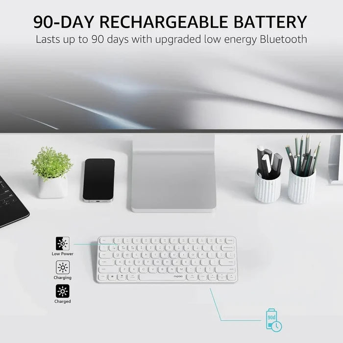 Rapoo E9050L Bluetooth Wireless Multi-Device Keyboard - White