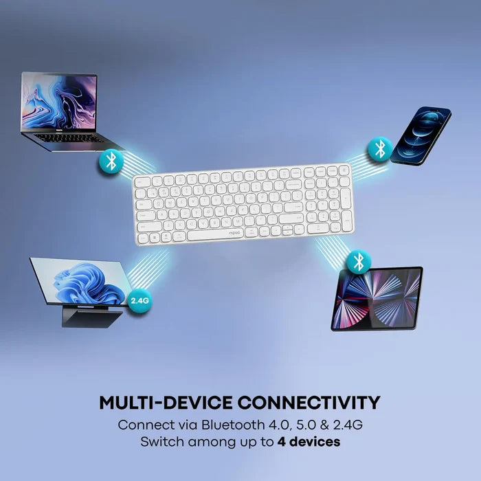 Rapoo E9350L Bluetooth Wireless Multi-Device Keyboard - White