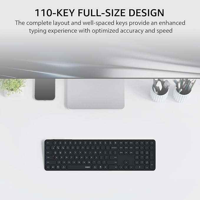 Rapoo E9550L Multi-Device Wireless Keyboard - Black