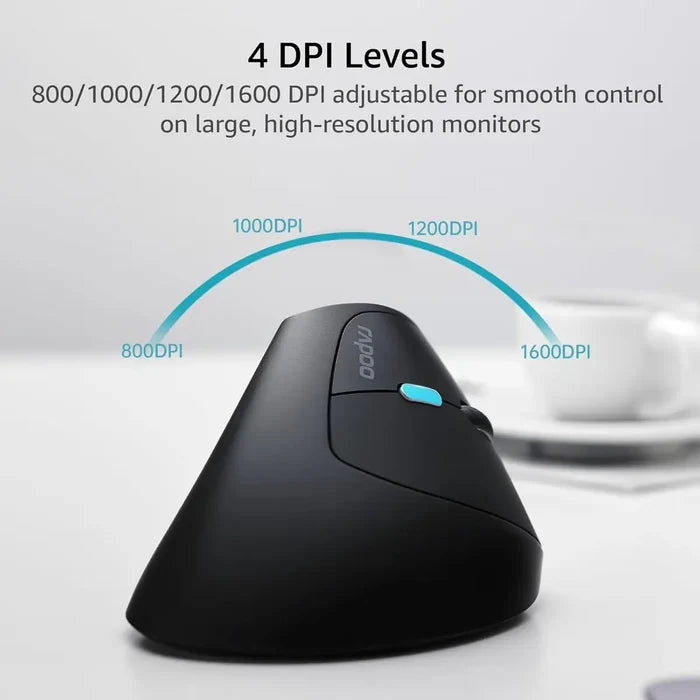 Rapoo EV250 Silent Vertical Wireless Optical Mouse - Black