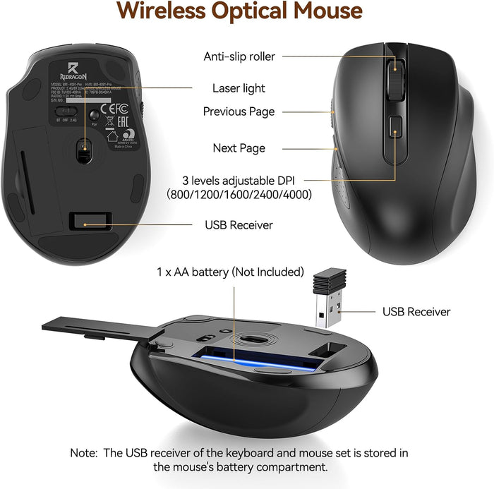 Redragon BS-7367B Wireless Keyboard and Mouse Combo - PakByte Computers