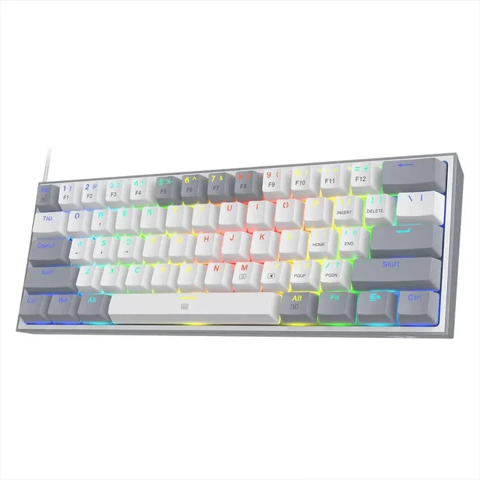 Redragon FIZZ K617 60% RGB Mechanical Keyboard with Red Switches - White & Gray - PakByte Computers