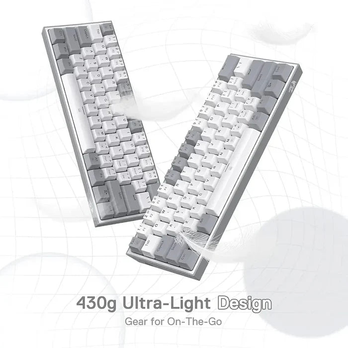 Redragon FIZZ K617 60% RGB Mechanical Keyboard with Red Switches - White & Gray - PakByte Computers