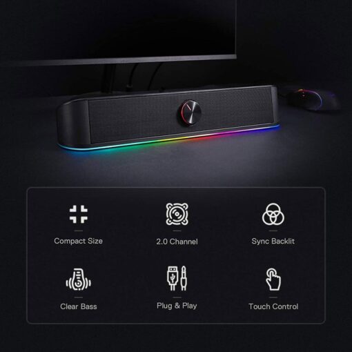 Redragon GS560 ADIEMUS Gaming Speaker Soundbar - White - PakByte