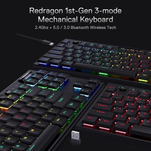 Redragon HORUS TKL K621 Wireless RGB Mechanical Gaming Keyboard – Black - PakByte