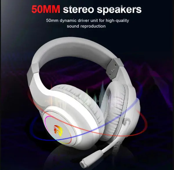 Redragon Hylas H260 RGB Gaming Headset with Microphone - White - PakByte Computers