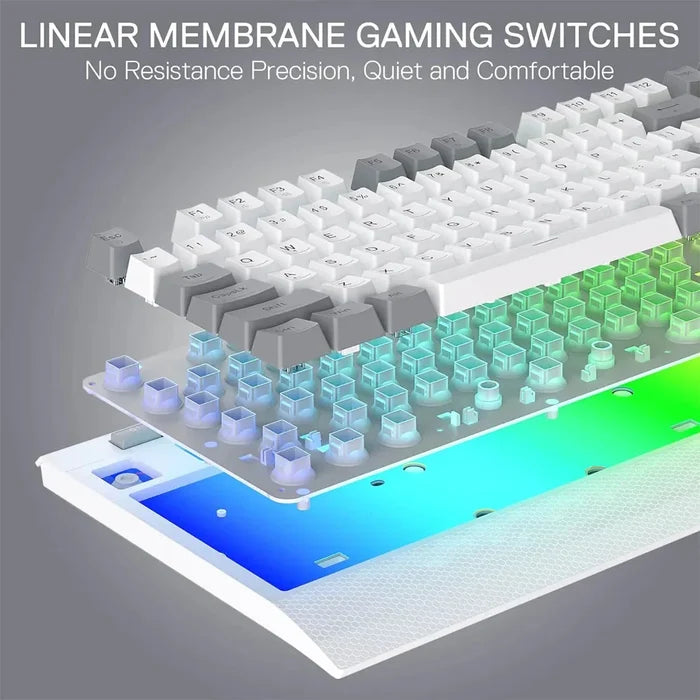 Redragon K525 SHIVA Lite Gaming Keyboard with Detachable Wrist Rest - White & Grey - PakByte Computers
