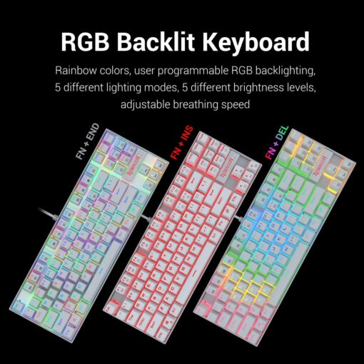 Redragon K552W KUMARA RGB Mechanical Gaming Keyboard (White) - PakByte