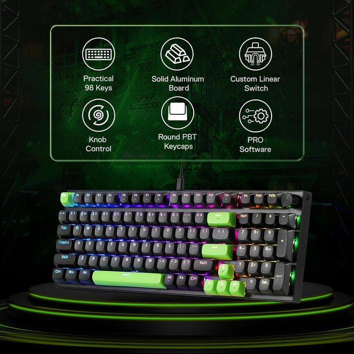 Redragon K740 Wired RGB Gaming Keyboard - Green Blaze - PakByte Computers