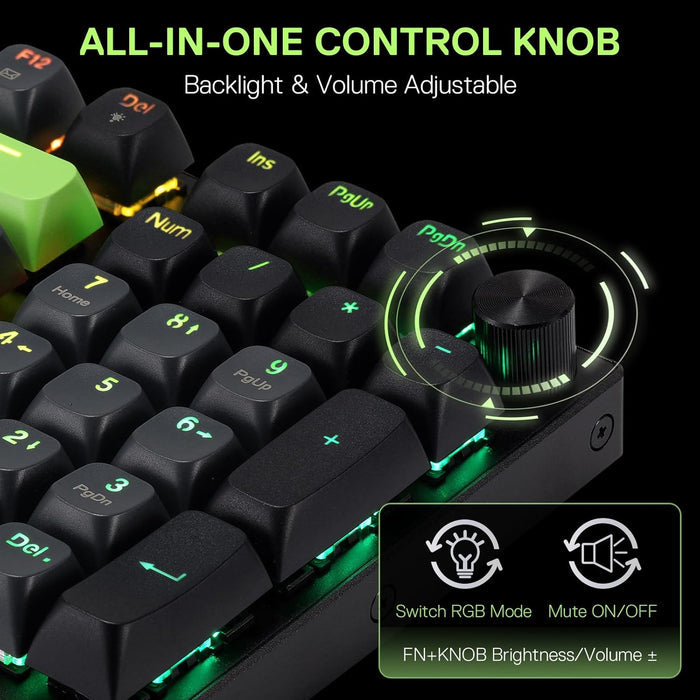 Redragon K740 Wired RGB Gaming Keyboard - Green Blaze - PakByte Computers