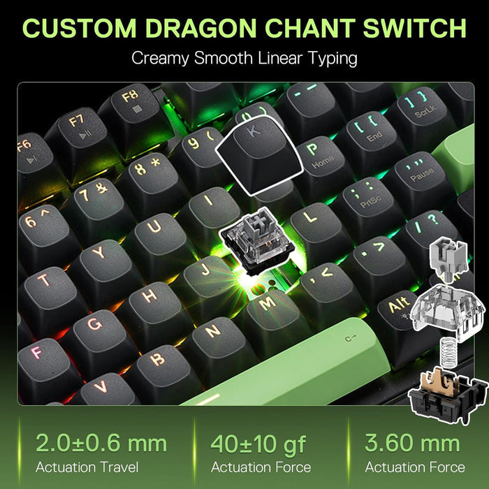 Redragon K740 Wired RGB Gaming Keyboard - Green Blaze - PakByte Computers