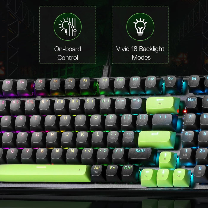 Redragon K740 Wired RGB Gaming Keyboard - Green Blaze - PakByte Computers