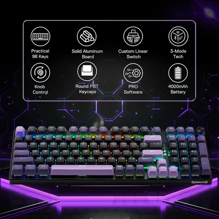 Redragon K740 Wired RGB Gaming Keyboard - Purple Rain - PakByte Computers