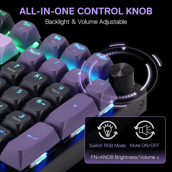 Redragon K740 Wired RGB Gaming Keyboard - Purple Rain - PakByte Computers