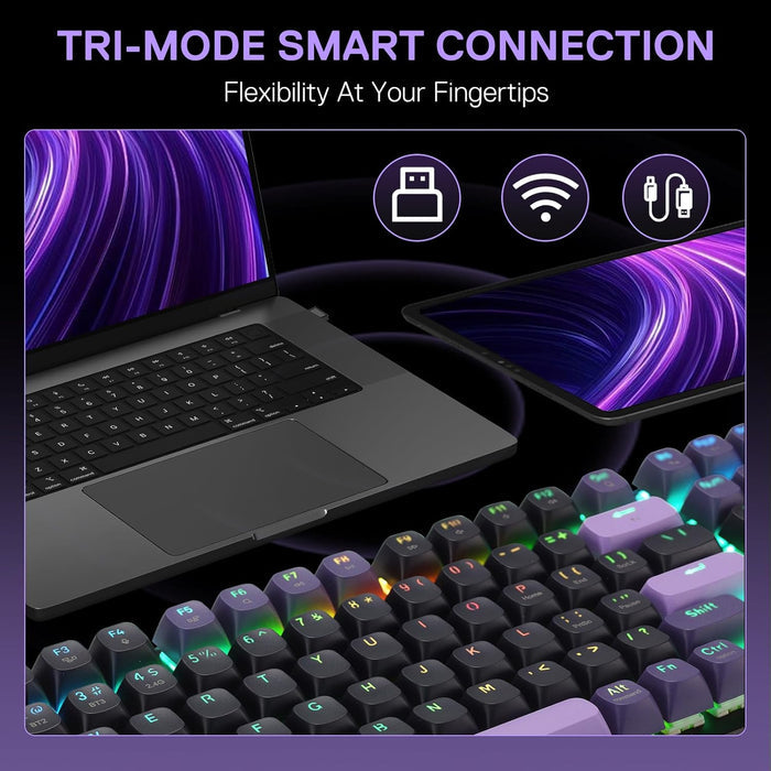 Redragon K740 Wired RGB Gaming Keyboard - Purple Rain - PakByte Computers