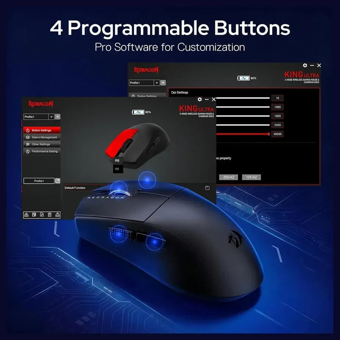 Redragon King Ultra M999 Wireless Gaming Mouse - Black