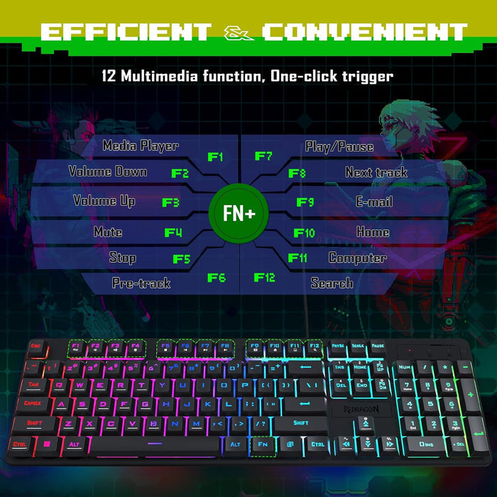 Redragon S107 Gaming Keyboard and Mouse Combo - PakByte Computers