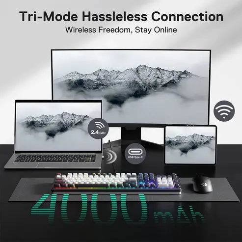 Redragon Terraflare K762 Pro Wireless Gasket Gaming Keyboard - Black/White