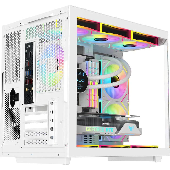 Sama Neview 2771 3x ARGB Fans Pre-Installed M-ATX Computer Case - White - PakByte Computers