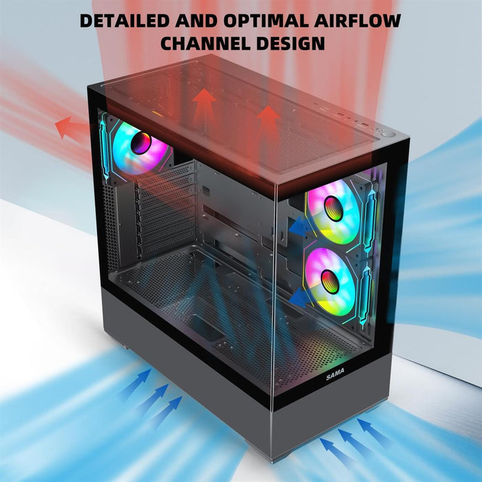 Sama SV-02 3x ARGB Fans | BTF Support ATX-Black - PakByte