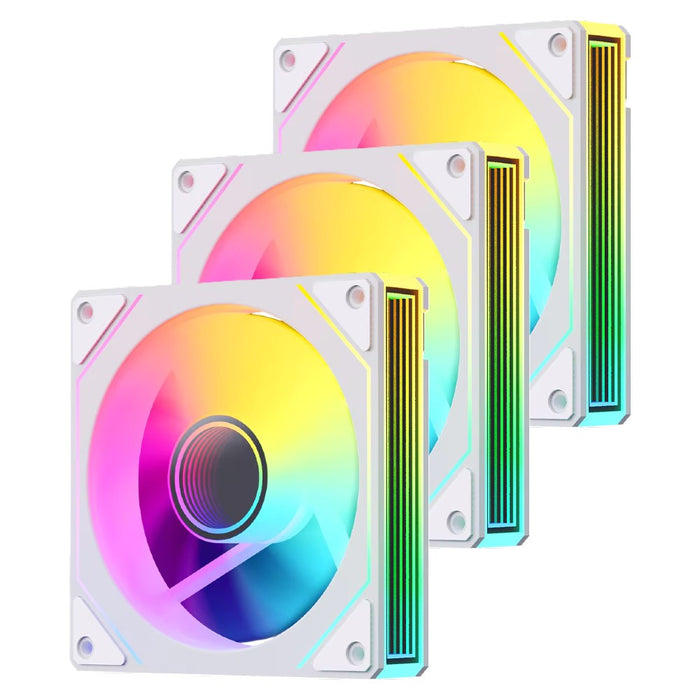 Snowman LK120 ARGB 120mm Triple Fan Pack Reverse Blade – White - PakByte Computers