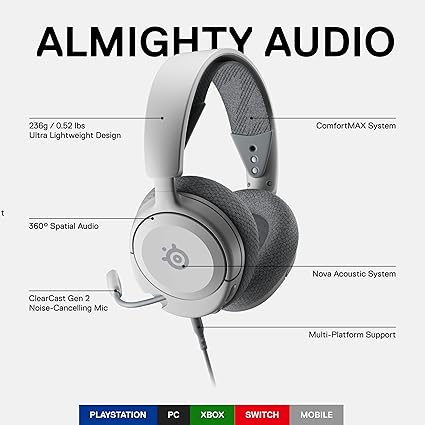 Steelseries Arctis Nova 1P Headphone - White - PakByte