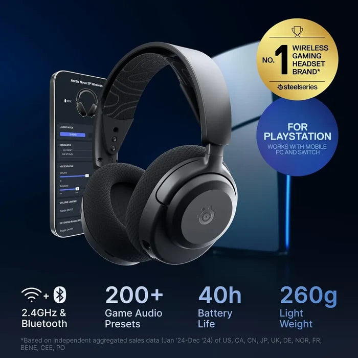 SteelSeries Arctis Nova 3P Wireless PlayStation Gaming Headset - Black