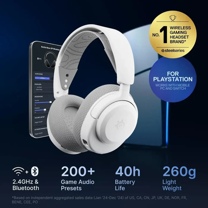 SteelSeries Arctis Nova 3P Wireless PlayStation Gaming Headset - White