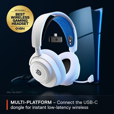 SteelSeries Arctis Nova 7P Wireless Gaming Headset for PS5, PS4 - White 61561 - PakByte Computers