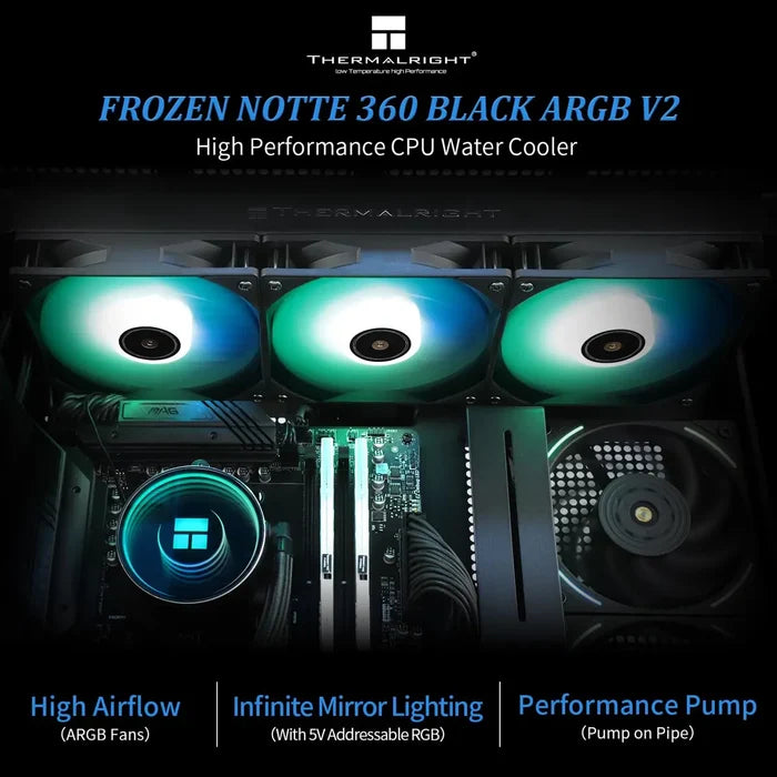 Thermalright Frozen Notte V2 360 ARGB Water Cooling AIO Liquid CPU Cooler - Black - PakByte Computers