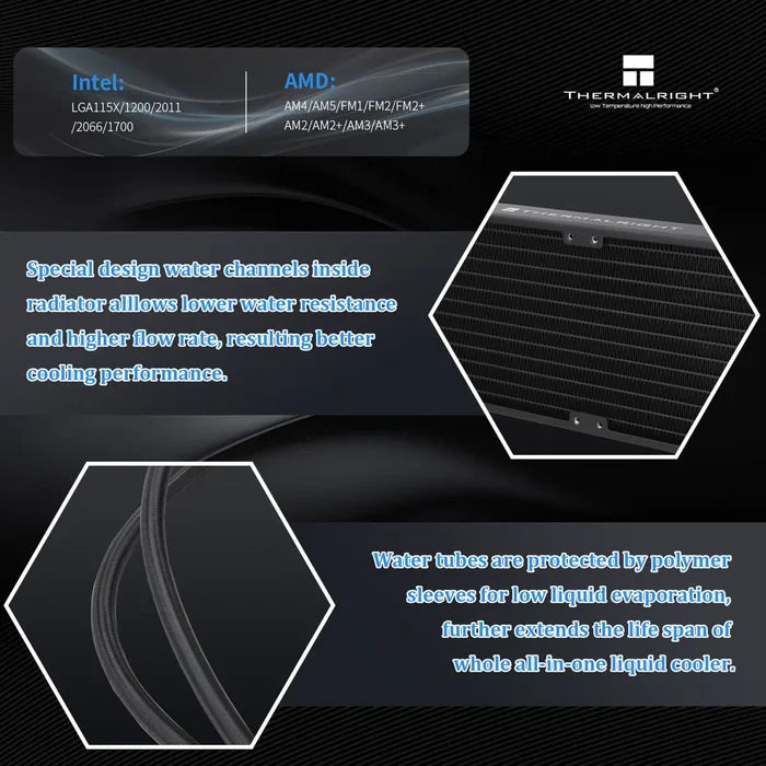 Thermalright Frozen Notte V2 360 ARGB Water Cooling AIO Liquid CPU Cooler - Black - PakByte Computers