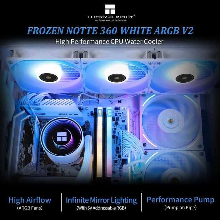 Thermalright Frozen Notte V2 360 ARGB Water Cooling AIO Liquid CPU Cooler - White - PakByte Computers