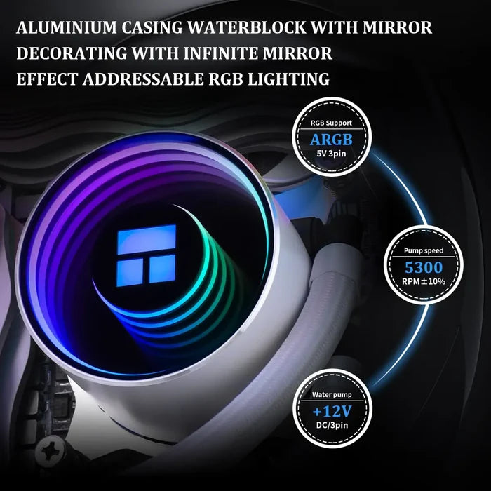 Thermalright Frozen Notte V2 360 ARGB Water Cooling AIO Liquid CPU Cooler - White - PakByte Computers