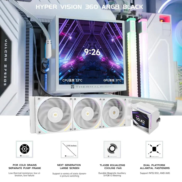 Thermalright Hyper Vision 360 ARGB AIO CPU Liquid Cooler - White - PakByte Computers
