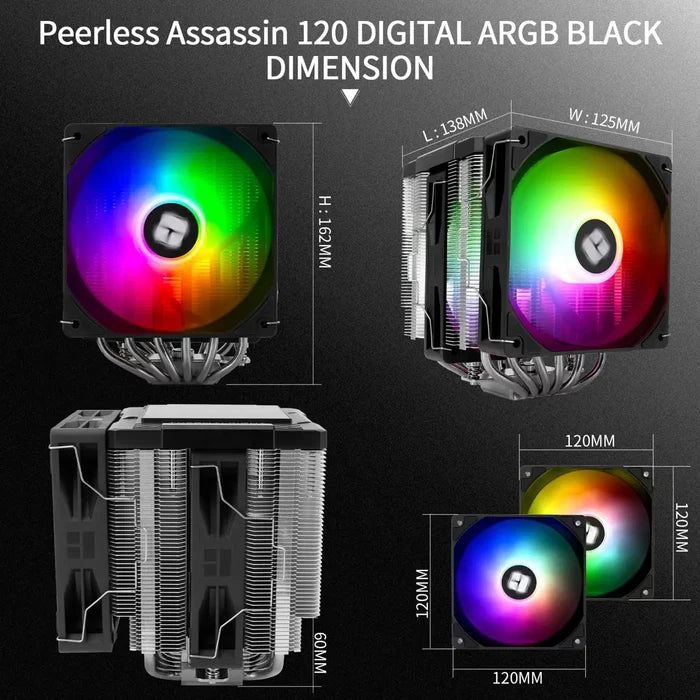 Thermalright Peerless Assassin 120 Digital ARGB CPU Air Cooler - Black - PakByte Computers