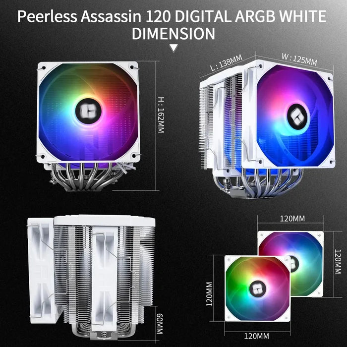 Thermalright Peerless Assassin 120 Digital ARGB White CPU Air Cooler - White - PakByte Computers