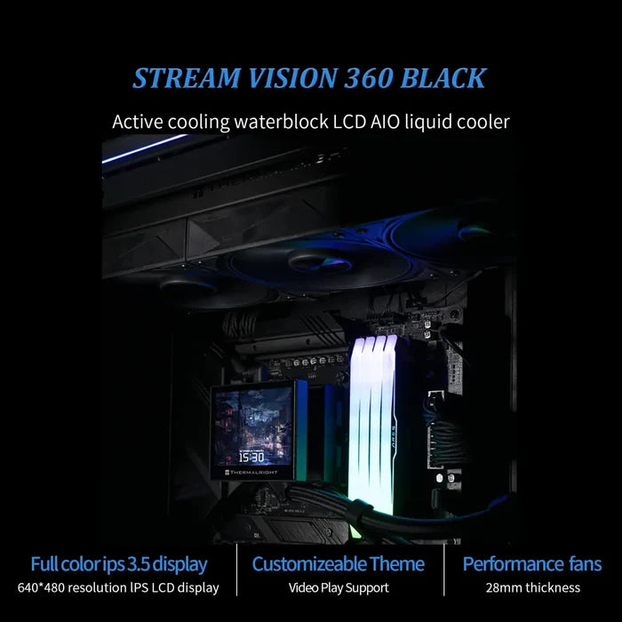 Thermalright Stream Vision 360 AIO CPU Liquid Cooler - Black - PakByte Computers
