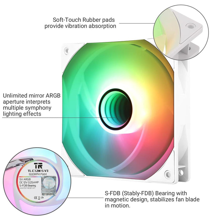 Thermalright TL-C12W-S V3 X3 ARGB 120mm Case Fan - PakByte Computers