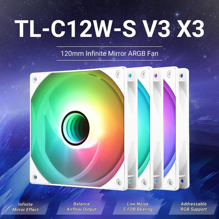 Thermalright TL-C12W-S V3 X3 ARGB 120mm Case Fan - PakByte Computers