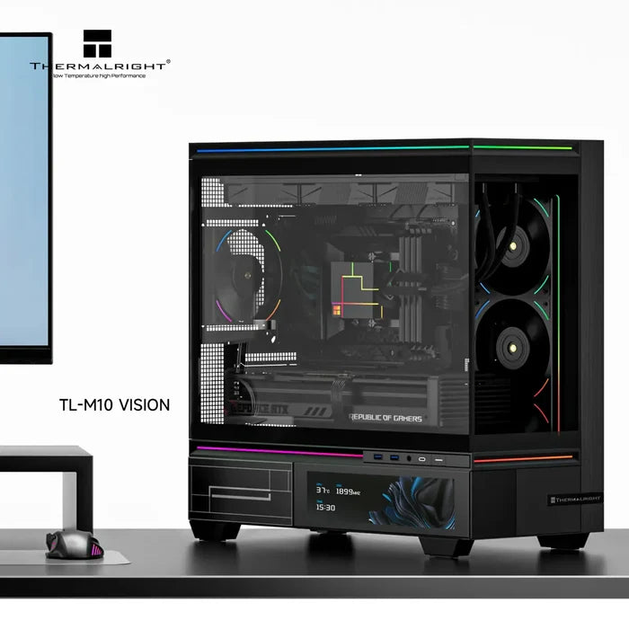 Thermalright TL-M10 Vision LCD Screen Mid-Tower Micro-ATX Gaming Case - Black - PakByte Computers